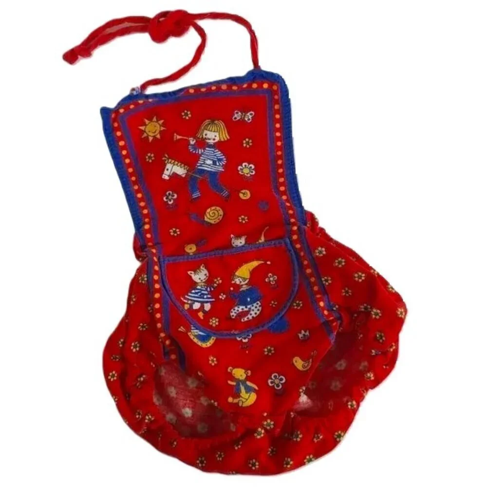Vintage Folk Art Fairy Tale Romper One Piece Scandi‎ Girl Cotton Cat Teddy Bear